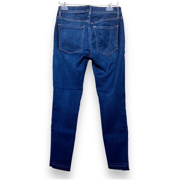 NWOT FRAME Le Garcon Straight Jeans Sz 24 Dark Wash Frayed Mid Rise - Picture 3 of 14